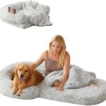 Foldable Human Dog Bed for Adult, Orthopedic Memory Foam Large Pet Sofa, Washable Dog Couch with Removable Waterproof Cover, Sofa Bed for Adults Pets and Families, 74.8''x43.3''x11.81''