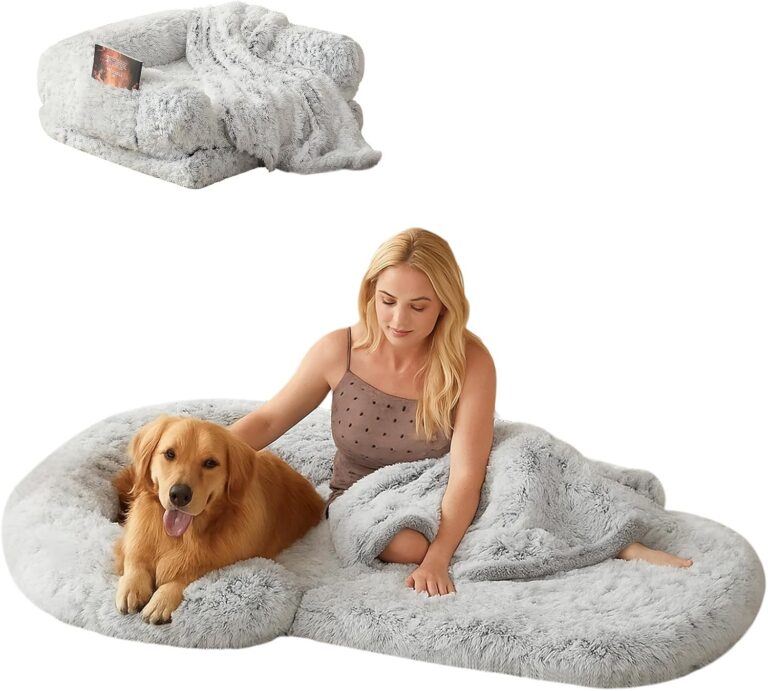 Foldable Human Dog Bed for Adult, Orthopedic Memory Foam Large Pet Sofa, Washable Dog Couch with Removable Waterproof Cover, Sofa Bed for Adults Pets and Families, 74.8''x43.3''x11.81''