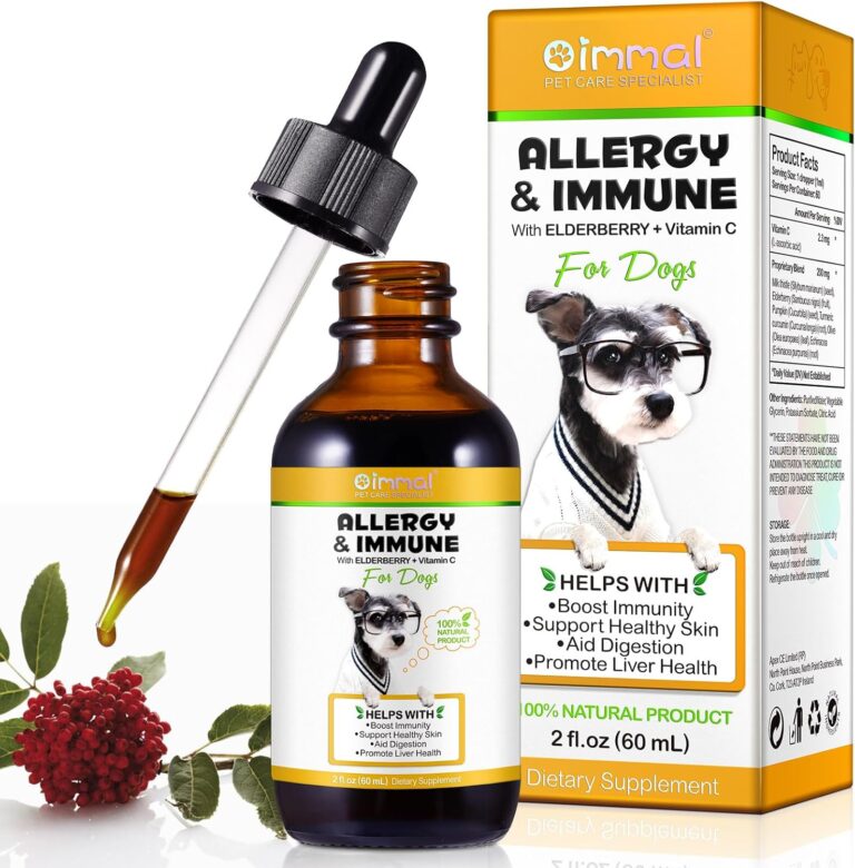 Allergy Relief Drops for Dogs, Dog Allergy Immune Booster Treatment for Seasonal Allergies Digestive Healthy Immune System, Dog Herbal Supplement with Milk Thistle Turmeric, Bacon Flavor-60ml/2fl.oz