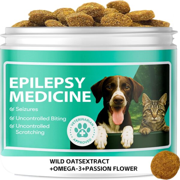 Calming Chews for Dogs | Seizure Medicine for Dog | Natural Herbal Formula Calms The Nervous System | Ashwagandha, Milk Thistle, Turmeric | Calming for Dogs Anxiety - 120 Chews
