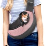 FDJASGY Pet Sling Carrier for Small Dogs Cats,Breathable Mesh Travelling Hand Free Puppy Backpack with Pouch and Adjustable Strap Carrier