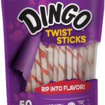Dingo Twist Sticks 50 Count, Rawhide For Dogs, Made With Real Chicken, 50 Count (Pack of 1)