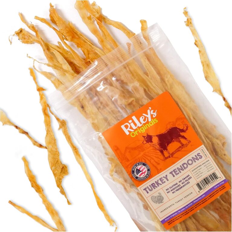 Riley's Turkey Tendons for Dogs Made in The USA & Sourced in The USA - Single Ingredient Dog Treats - All Natural Turkey Tendon Chews for Dogs - 4 oz