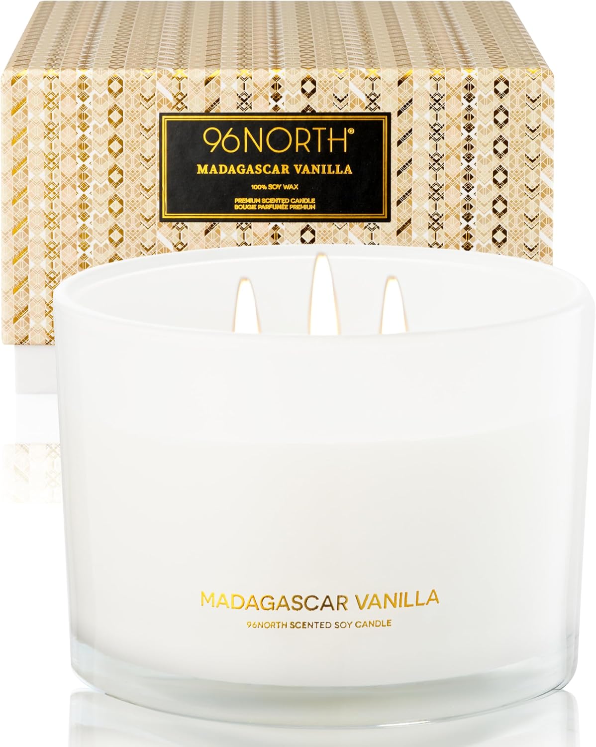 96NORTH Luxury Vanilla Soy Candles | Large 3 Wick Jar Candle | Up to 50 Hours Burning Time | 100% Natural Soy Wax | Relaxing Aromatherapy Aesthetic Candle | Housewarming Gift for Men and Women 96NORTH Luxury Vanilla Soy Candles | Large 3 Wick Jar Candle | Up to 50 Hours Burning Time | 100% Natural Soy Wax | Relaxing Aromatherapy Aesthetic Candle | Housewarming Gift for Men and Women
