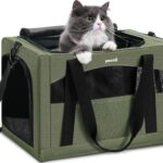 Pecute Cat Carrier Stale, Pet Carrier Breathable and Portable, Cat Carriers Bag with Scientific Hidden Partition, Carriers for Cat Under 11lbs, Dog Carrier Suitable for Travel and Outing, Green