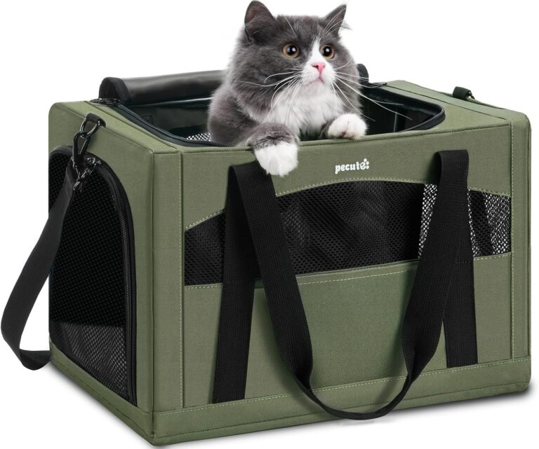 Pecute Cat Carrier Stale, Pet Carrier Breathable and Portable, Cat Carriers Bag with Scientific Hidden Partition, Carriers for Cat Under 11lbs, Dog Carrier Suitable for Travel and Outing, Green