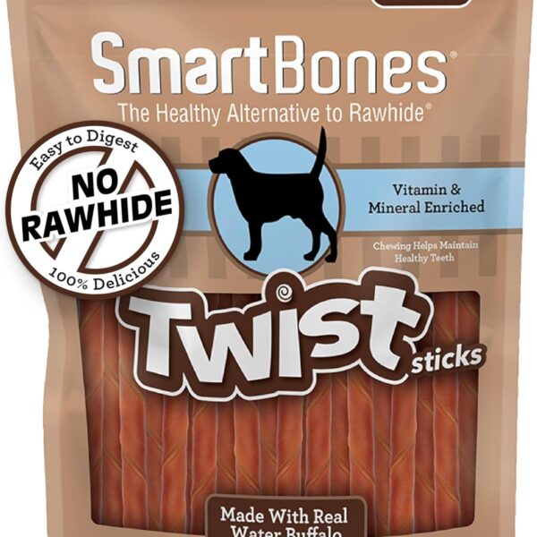 SmartBones Twist Sticks with Water Buffalo 50 Count, Rawhide-Free Chews for Dogs
