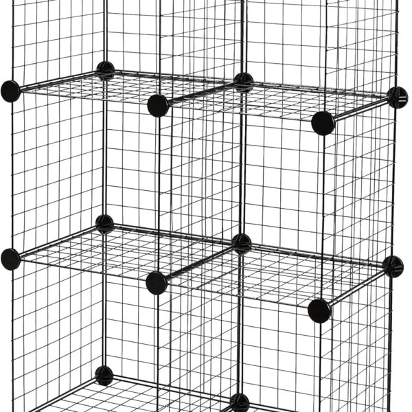 Amazon Basics Cube Wire Grid Stackable Storage Shelves, 6-Cube, 12.6"D x 26"W x 38"H, Black