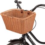 CXWXC Bike Basket - Durable Front Bicycle Bike Baskets - Handmade Woven Wicker Bike Basket with Adjustable Leather Straps