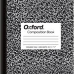 Oxford Composition Notebook, College Ruled Paper, 9-3/4" x 7-1/2", Black Marble Covers, 100 Sheets, 1 Book (63796)