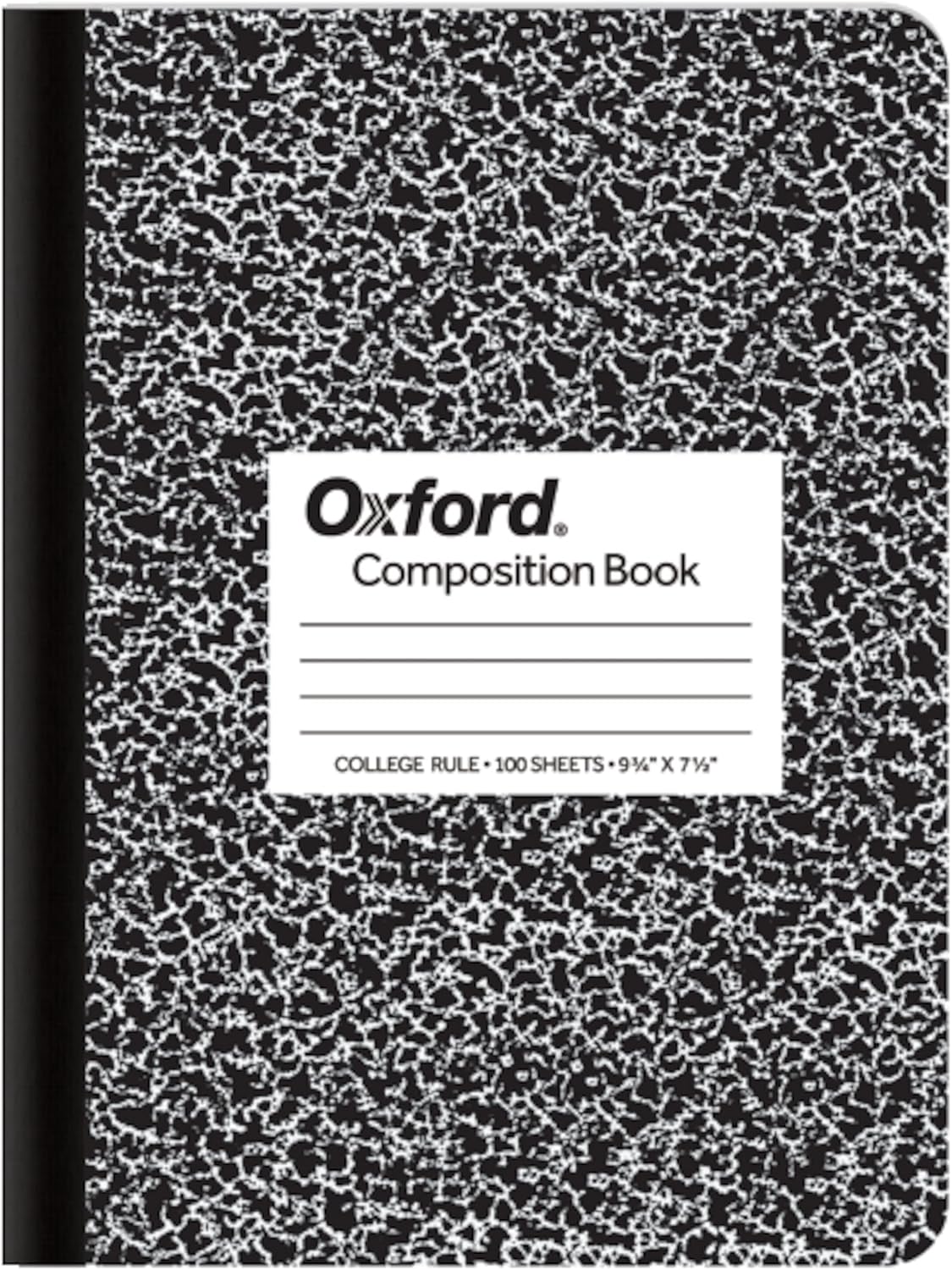 Oxford Composition Notebook, College Ruled Paper, 9-3/4" x 7-1/2", Black Marble Covers, 100 Sheets, 1 Book (63796) Oxford Composition Notebook, College Ruled Paper, 9-3/4" x 7-1/2", Black Marble Covers, 100 Sheets, 1 Book (63796)