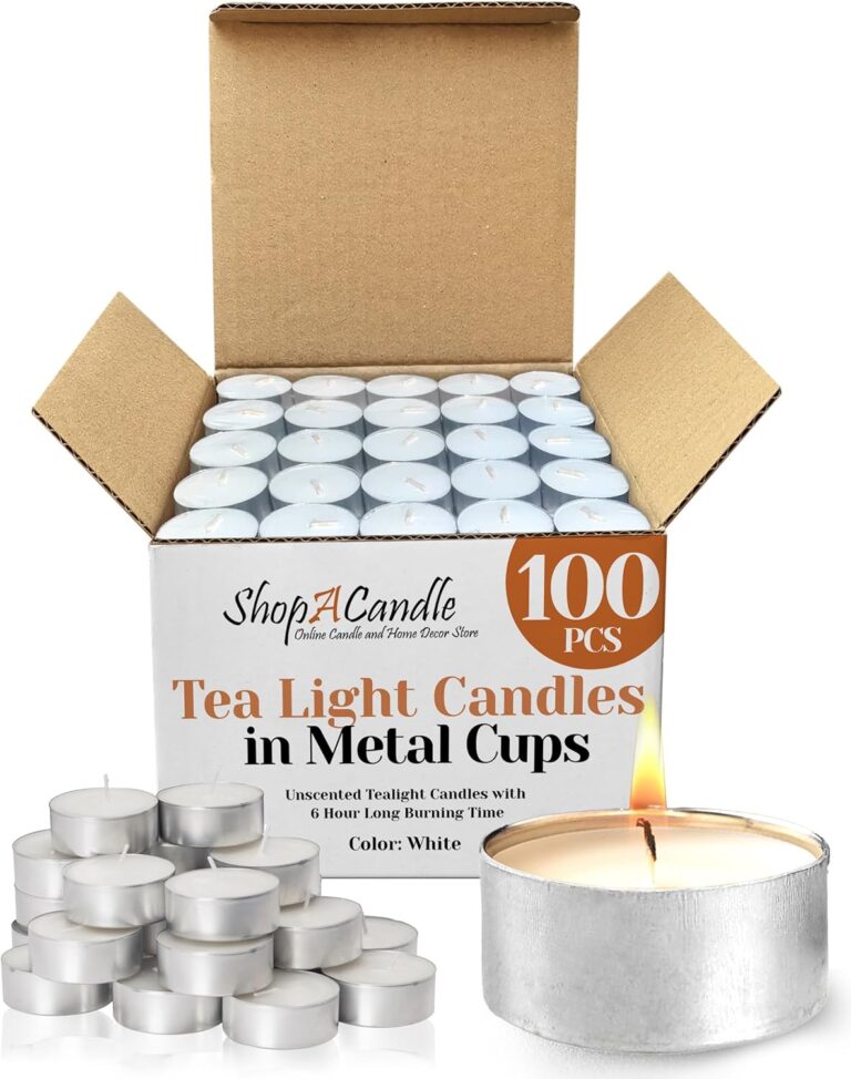 100 Pack Tealight Candles in Metal Cups - Clean White Unscented with 6 Hour Long Burning Time - Votive Candles Bulk for Romantic Dinner, Weddings, Spa & Hotels by PARNOO