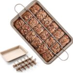Brownie Pan with Dividers, Non Stick Brownie Baking Pan, 18 Pre-slice Carbon Steel Bakeware Tray with Grips for Oven Baking Bread, Square Mold Tray for Baking Cake Biscuit Muffin, 12X8X2''
