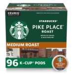 Starbucks K-Cup Coffee Pods, Medium Roast Hot or Iced Coffee, Pike Place Roast, 96 Keurig Pods