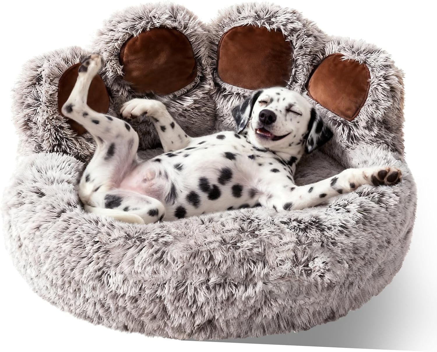 Large Size Plush Paw Shaped Calming Pet Bed, Donut Cushion with Non-Slip Bottom, Machine Washable Dog Cat BedTeddy Bear Dog Bed Large Size Plush Paw Shaped Calming Pet Bed, Donut Cushion with Non-Slip Bottom, Machine Washable Dog Cat BedTeddy Bear Dog Bed