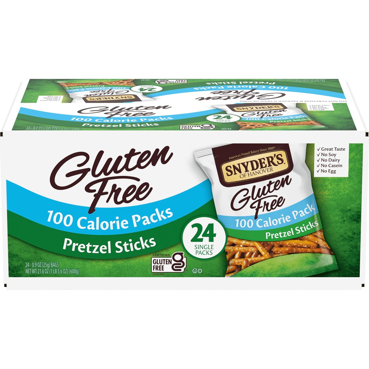 Snyder's of Hanover Gluten Free Pretzel Sticks, 100 Calorie Individual Packs, 24 Ct Snyder's of Hanover Gluten Free Pretzel Sticks, 100 Calorie Individual Packs, 24 Ct