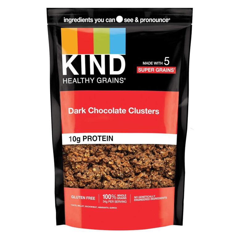 KIND Healthy Grains Granola, Dark Chocolate Clusters, Healthy Snacks, Gluten Free, 100% Whole Grains, 10g Protein, 11oz, 1 Count