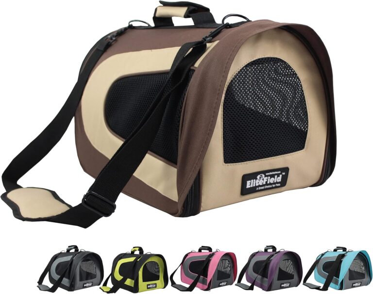 EliteField Deluxe Soft Pet Carrier (3 Year Warranty, Airline Approved), Multiple Sizes and Colors Available (20" L x 11" W x 11" H, Brown+Beige)