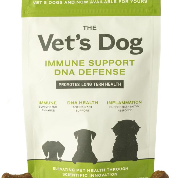 The Vet's Dog Immune Support DNA Defense Chews, Dog Allergy and Immune Chews + Hip and Joint Supplement for Dogs, Organic Turkey Tail Mushroom, Turmeric, Barley Grass, Chicken Liver Flavor (30 Count)