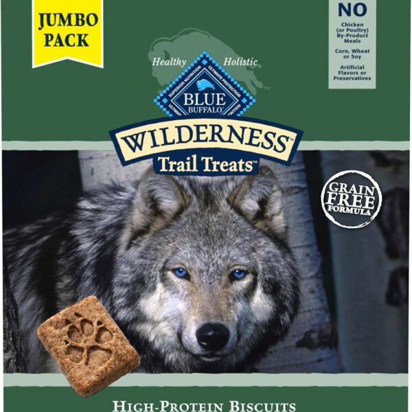 Blue Buffalo Wilderness Trail Treats High Protein Grain Free Dog Biscuits Crunchy Dog Treats, Duck Recipe, 36-oz Box