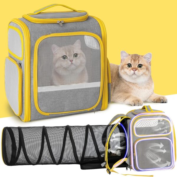 Cat Backpack Carrier Bubble Expandable Pet Carriers Backpack for Small Dogs, Large Space Bag with Collapsible Tunnel Airline Approved, Kitten Puppy for Outdoor Travel Hiking Fit Up to 20 Lbs