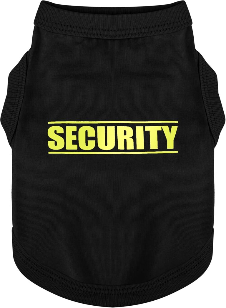 Discover Cozy Cotton Canine Wear: Soft, Lightweight, and Breathable Dog Shirt Vest with Eye-Catching Graphics(Security), Keeping Your Furry Friend Warm and Comfy! Black S
