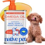 Native Pet Omega 3 Fish Oil for Dogs & Cats - Promotes Healthy Skin, Shiny Coat, & Strong Joints - Made with Wild Alaskan Salmon Oil for Dogs  Tasty, Fast-Absorbing Omega 3 6 9 Liquid Supplement- 8oz