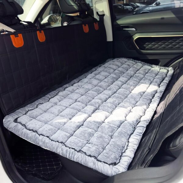 AEEISHOMEREFORM Backseat Pet Bed Mat, Truck Plaid Dog Bed for Car Back Seat, Deluxe Dog Seat Covers, Non-Slip Travel Pet Mat, Fit for Backseat Extenders and Trucks SUVs (Grey, 24.8x54 inch)