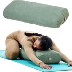 Gaiam Round Yoga Bolster Pillow, Soft Meditation Cushion for Yoga, Massage and Back Support, Breathable Cotton Fill, Zippered Microfiber Cover, Easy-Carry Handle, Machine Washable