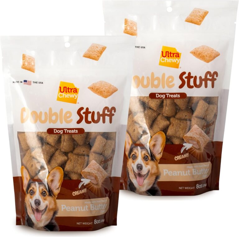 Ultra Chewy Double Stuff Peanut Butter - Crunchy Dog Treats with Creamy Filling - Made in USA - Irresistible Flavor - Ideal for Medium/Large Dogs - 2 Packs