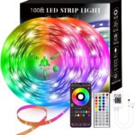 Lcutml 100FT Smart LED Strip Lights , RGB Strip Lights Sync to Music with 40 Key Remote Controller LED Lights for Bedroom, Christmas Lights decration (Multi-Colored, 100FT)