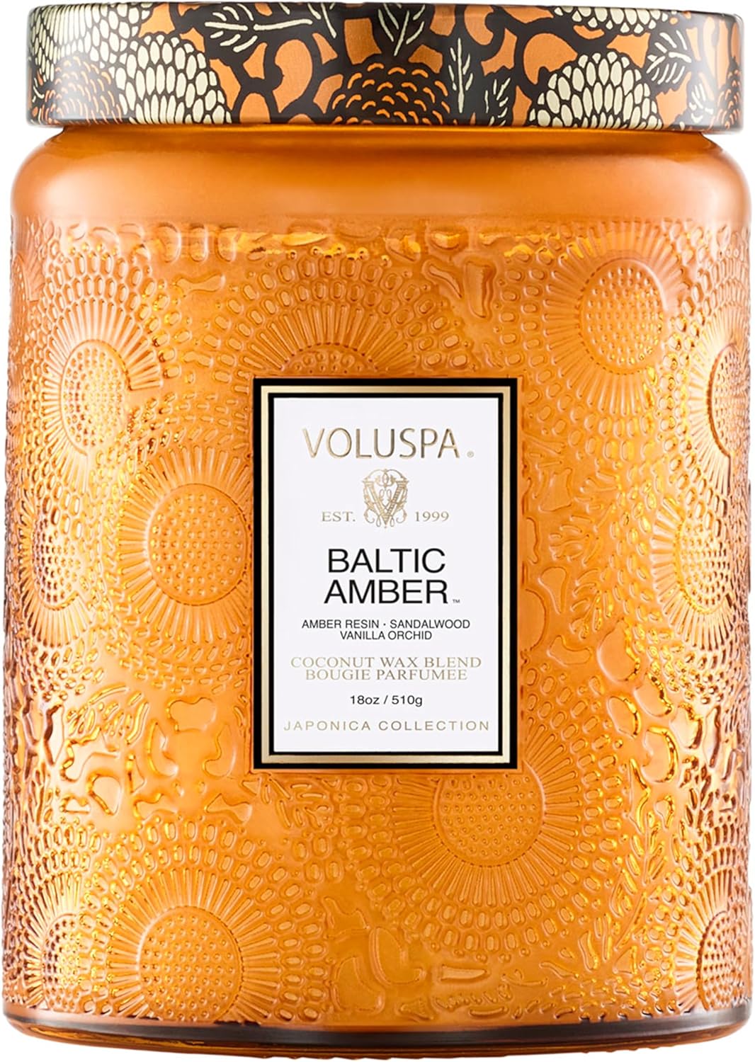 Voluspa Baltic Amber Candle, 18 oz, Coconut Wax Blend, Scented Candles for Home, 100 Hour Burn Time, Candle Jar Voluspa Baltic Amber Candle, 18 oz, Coconut Wax Blend, Scented Candles for Home, 100 Hour Burn Time, Candle Jar