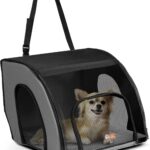 K&H Pet Products Enclosed Dog Cat Car Seat, Travel Safety Carrier for Pets, Dog Travel Car Seat, Soft-Sided Covered Cat Carrier, Washable Pad, Multiple Entrances, Mesh Windows - Small 17 X 16 X 15in