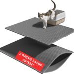Pieviev 2 Packs Cat Litter Mat Double Layer Waterproof Urine Proof Trapping Mat (30''X24'', Gray)