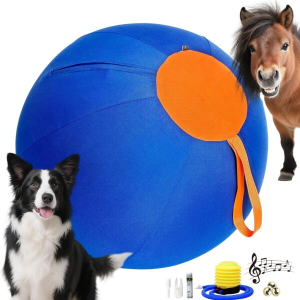 25" Herding Ball for Dogs  Durable Horse Ball Style Dog Toy with Cover  Dog Herding Toy for Outdoor Play, Training & Exercise  Great for Australian Shepherds & Large Breeds