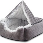 MIXJOY Dog Beds for Large Medium Small Dogs, Rectangle Cave Hooded Blanket Puppy Bed, Luxury Orthopedic Cat Beds for Indoor Cats, Warmth and Machine Washable (30 inches, Grey)