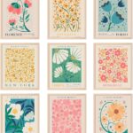 AnyDesign 9Pcs Flower Market Wall Art Prints Matisse Art Poster Unframed Floral Drawing Posters Colorful Decor for Gallery Room Aesthetic Living Room Bathroom Decor, 8x10inch