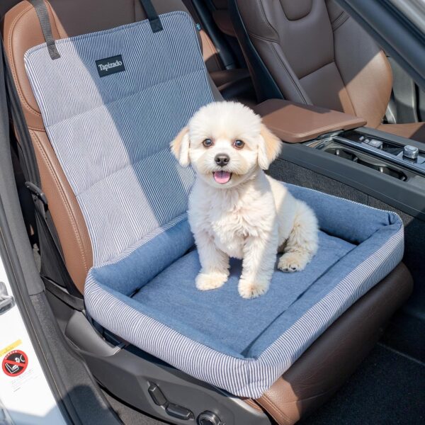 Dog Car Seats for Small Dogs, Detachable Soft Cotton Cushion, Comfort Pet Travel Dog Bed, Puppy Car Seat with Adjustable Secure Straps, Under 25lbs, Blue