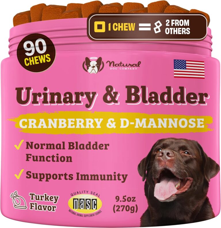 Natural Dog Company Urinary & Bladder Supplement for Dogs  Cranberry & D-Mannose Soft Chews with Marshmallow Root & Astragalus  Supports Urinary Tract Health, Bladder Function & Normal Urine Flow