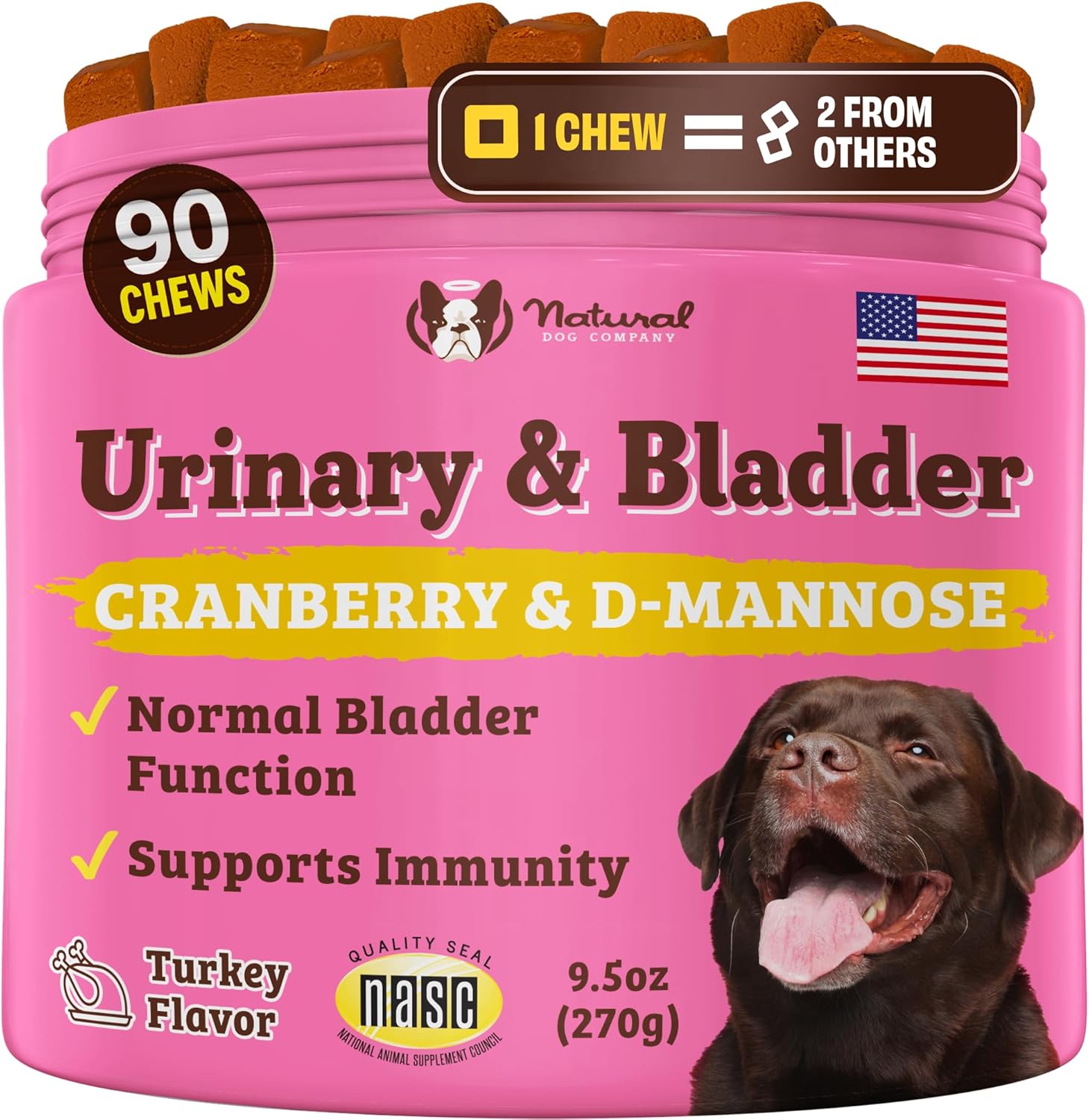 Natural Dog Company Urinary & Bladder Supplement for Dogs Cranberry & D-Mannose Soft Chews with Marshmallow Root & Astragalus Supports Urinary Tract Health, Bladder Function & Normal Urine Flow Natural Dog Company Urinary & Bladder Supplement for Dogs Cranberry & D-Mannose Soft Chews with Marshmallow Root & Astragalus Supports Urinary Tract Health, Bladder Function & Normal Urine Flow