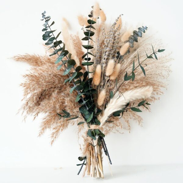 Green Pampas Grass Boho Bouquet  Exquisite Lavender and Eucalyptus Dried Flower Arrangements for Western Boho Decor  Rustic Flowers for Your Bohemian Home, Bedroom, and Wedding Table Dcor