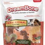 DreamBone Farm Animal Chews, Rawhide Free Dog Chews Made with Real Meat and Vegetables, 6 Count