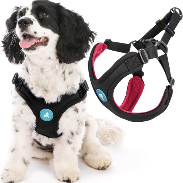 Gooby Escape Free Sport Harness - Black, Small - No Choke Step-in Patented Neoprene Dog Harness with Four-Point Adjustment for Small to Medium Dogs