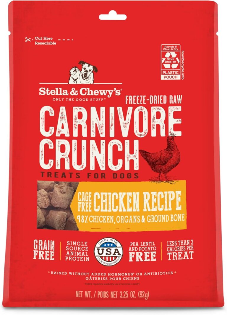 Stella & Chewy's Freeze-Dried Raw Dog Treats - Carnivore Crunch for Training - Natural Limited Ingredient, Grain-Free - Perfect for Picky Eaters - Chicken Recipe - 3.25 oz Bag