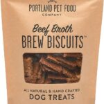 CRAFTED BY HUMANS LOVED BY DOGS Portland Pet Food Company Beef Broth Brew Biscuit Dog Treats (1 Pack, 5 oz Bag)  All Natural, Human-Grade, USA-Sourced and Made