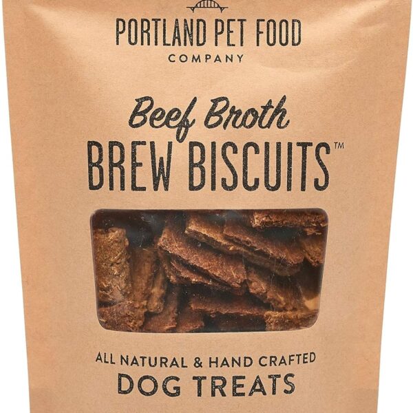 CRAFTED BY HUMANS LOVED BY DOGS Portland Pet Food Company Beef Broth Brew Biscuit Dog Treats (1 Pack, 5 oz Bag)  All Natural, Human-Grade, USA-Sourced and Made
