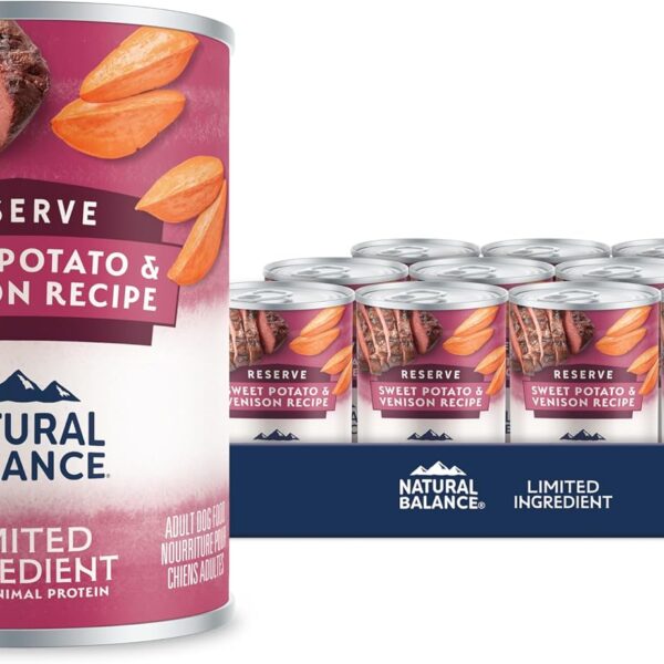 Natural Balance Limited Ingredient Adult Grain-Free Wet Canned Dog Food, Reserve Sweet Potato & Venison Recipe, 13 Ounce (Pack of 12)