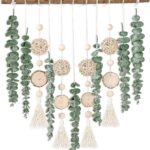 Sggvecsy 21 Eucalyptus Wall Hanging Decor Artificial Eucalyptus Plant Fake Greenery Leaves Boho Wall Decor with Wooden Stick for Bathroom Bedroom Kitchen Rustic Farmhouse Home Living Room Decoration