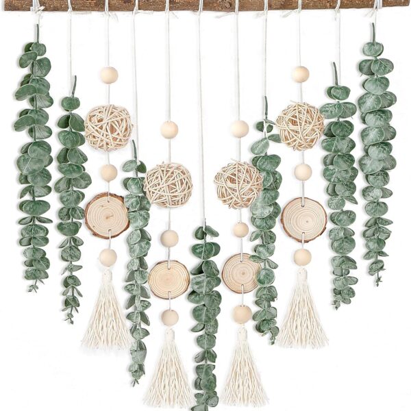 Sggvecsy 21 Eucalyptus Wall Hanging Decor Artificial Eucalyptus Plant Fake Greenery Leaves Boho Wall Decor with Wooden Stick for Bathroom Bedroom Kitchen Rustic Farmhouse Home Living Room Decoration
