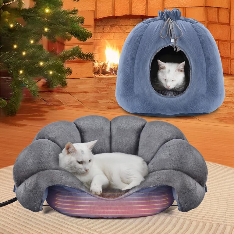 Rywell Heated Cat Bed, Versatile Heated Cat Bed Indoor, Soft & Cozy for All Seasons, Always Perfect Temperature with Overheat Protection Pet Bed for Cats & Small Dogs